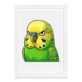 Vibrant Budgie Green Yellow - Framed poster (27 × 37 cm) - white - Front