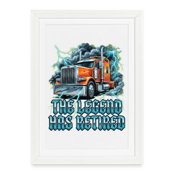 Chauffeur de semi-remorque Trucker Reitred - Affiche encadrée (27 × 37 cm) - blanc - Devant