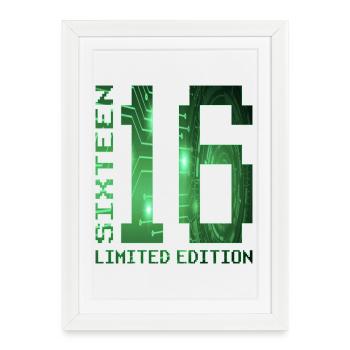 16e anniversaire Édition limitée Pixel Gamer - Affiche encadrée (27 × 37 cm) - blanc - Devant