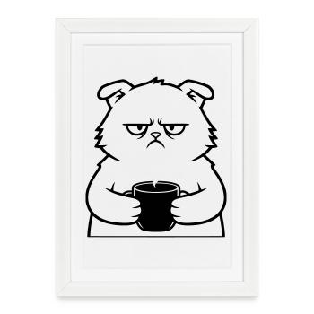Plan du café Nasty Cat - Affiche encadrée (27 × 37 cm) - blanc - Devant