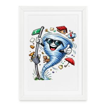Hurricane with sunglasses - Framed poster (27 × 37 cm) - white - Front
