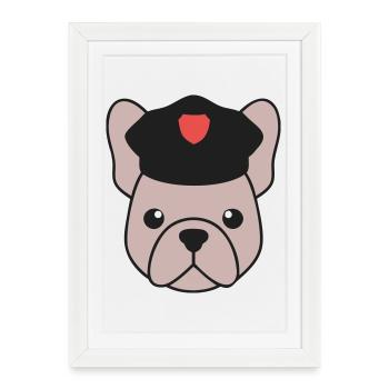 Frenchie Polizist Cop Security - Framed poster (27 × 37 cm) - white - Front