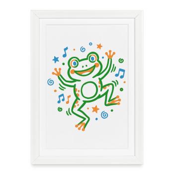 Dancing frog with music - Framed poster (27 × 37 cm) - white - Front