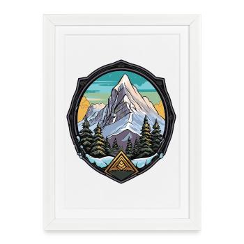 Alpen Berge - Gerahmtes Poster (27 × 37 cm) - Weiß - Vorne