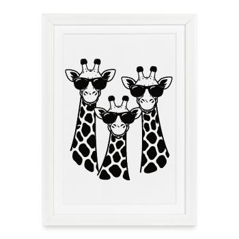 Giraffe Trio with Sunglasses - Framed poster (27 × 37 cm) - white - Front