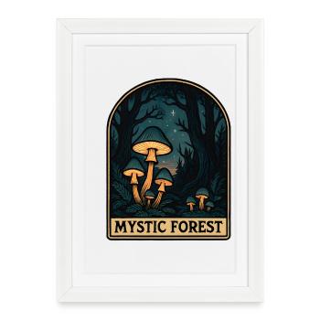Mystic Forest Mushroom Magic - Framed poster (27 × 37 cm) - white - Front