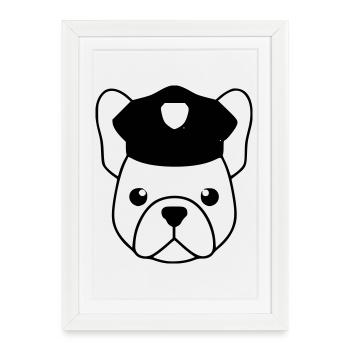 Frenchie cop cop head - Framed poster (27 × 37 cm) - white - Front