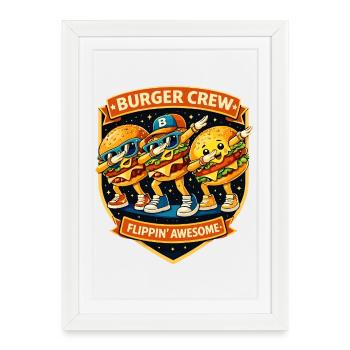 Burger Crew Flippin' Awesome - Danse du Dabbing Dab - Affiche encadrée (27 × 37 cm) - blanc - Devant