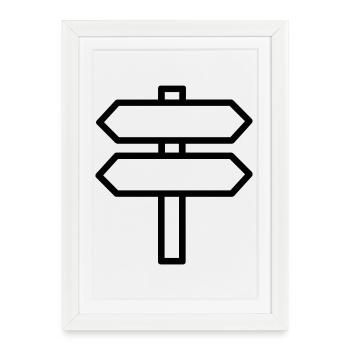 panneau direction - Affiche encadrée (27 × 37 cm) - blanc - Devant