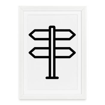 panneau direction - Affiche encadrée (27 × 37 cm) - blanc - Devant