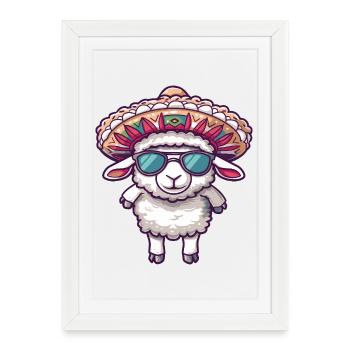 Sombrero comique drôle d’éléphant - Affiche encadrée (27 × 37 cm) - blanc - Devant