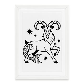 Capricorne - Affiche encadrée (27 × 37 cm) - blanc - Devant