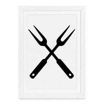 Grill Cutlery BBQ Grillmeister Food Truck Crew - Framed poster (27 × 37 cm) - white - Front
