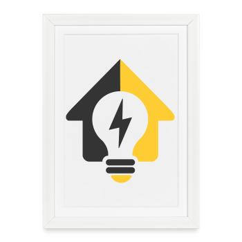 Logo de l’ampoule électrique domestique - Affiche encadrée (27 × 37 cm) - blanc - Devant