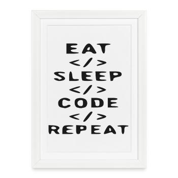 Eat Sleep Code Repeat - Code Icon - Framed poster (27 × 37 cm) - white - Front