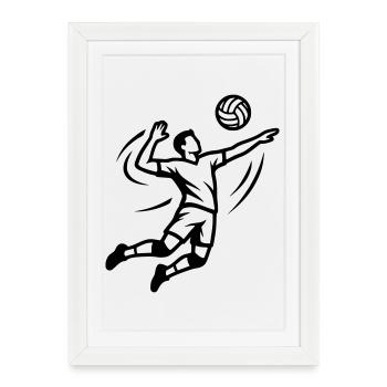 Joueuse de volley-ball Équipe de volley-ball papillon - Affiche encadrée (27 × 37 cm) - blanc - Devant