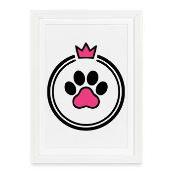 Maman de chien Patte de Cœur Couronne Os de chien - Affiche encadrée (27 × 37 cm) - blanc - Devant