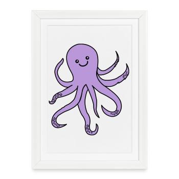 Charme de pieuvre violette - Affiche encadrée (27 × 37 cm) - blanc - Devant