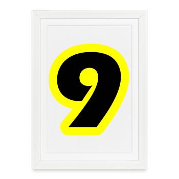 9 Symbole numérique - Affiche encadrée (27 × 37 cm) - blanc - Devant