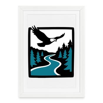 Graphique de la forêt de la rivière Eagle - Affiche encadrée (27 × 37 cm) - blanc - Devant