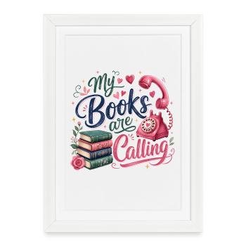 Mes livres m'appellent - Affiche encadrée (27 × 37 cm) - blanc - Devant