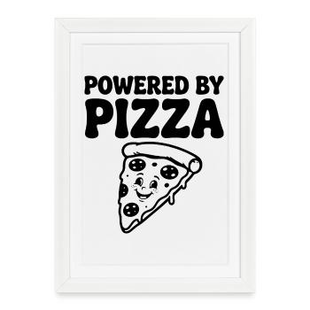 Propulsé par Pizza Lustiger Pizza Spruch - Affiche encadrée (27 × 37 cm) - blanc - Devant