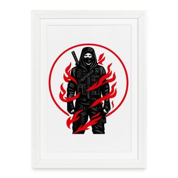 Le Chevalier de Flamme dans l’Ombre - Affiche encadrée (27 × 37 cm) - blanc - Devant