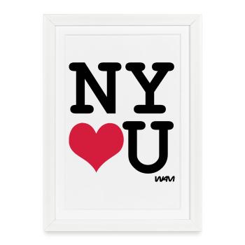 New York loves you - couleurs personnalisables - Affiche encadrée (27 × 37 cm) - blanc - Devant