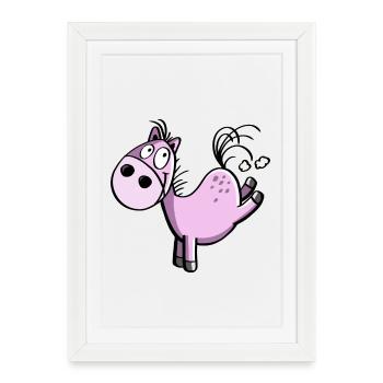 buckelndes drôles de cheval de bande dessinée - sauter - Affiche encadrée (27 × 37 cm) - blanc - Devant