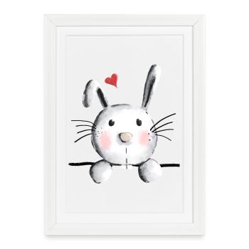 Rabbit with heart - rabbit - bunny - mucki - rabbit - Framed poster (27 × 37 cm) - white - Front