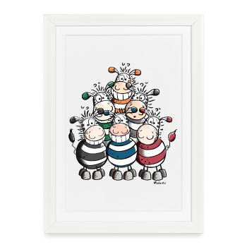 Colourful Zebras - Framed poster (27 × 37 cm) - white - Front