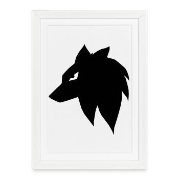 Loup Manga - Affiche encadrée (27 × 37 cm) - blanc - Devant