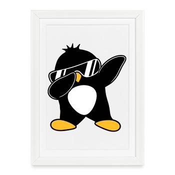 Pingouin dabbing - Affiche encadrée (27 × 37 cm) - blanc - Devant