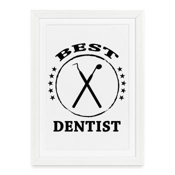 Dentiste - Affiche encadrée (27 × 37 cm) - blanc - Devant