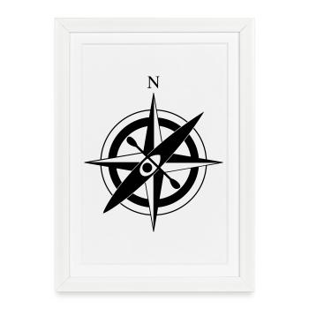 Compass Rose Kayak - Affiche encadrée (27 × 37 cm) - blanc - Devant