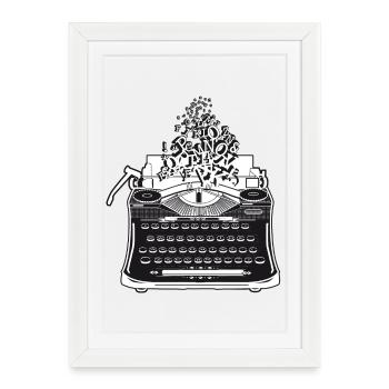 machine à écrire antique nostalgique avec des lettres - Affiche encadrée (27 × 37 cm) - blanc - Devant