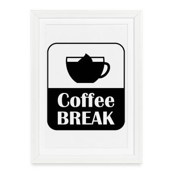 Pause café Dire design - Affiche encadrée (27 × 37 cm) - blanc - Devant