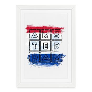 Amsterdam Grid Flag - Framed poster (27 × 37 cm) - white - Front