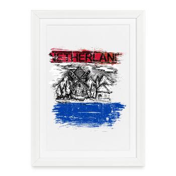 Netherland Windmill Vista - Framed poster (27 × 37 cm) - white - Front