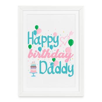 Typographie Joyeux Anniversaire Papa - Affiche encadrée (27 × 37 cm) - blanc - Devant