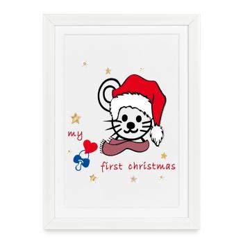 Mon premier Noël - Affiche encadrée (27 × 37 cm) - blanc - Devant