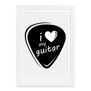 Guitare Plectrum Symbole Logo icône Graphic Heart - Affiche encadrée (27 × 37 cm) - blanc - Devant