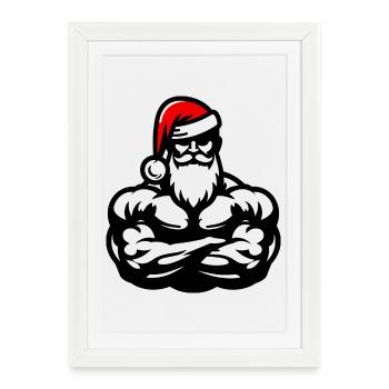 Musculation Noël fitness - Affiche encadrée (27 × 37 cm) - blanc - Devant