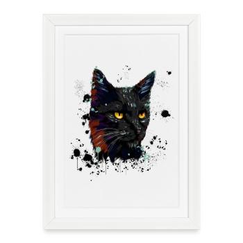 Cat Watercolor - Framed poster (27 × 37 cm) - white - Front