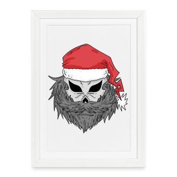 Weihnachtsmann Totenkopf - Gerahmtes Poster (27 × 37 cm) - Weiß - Vorne