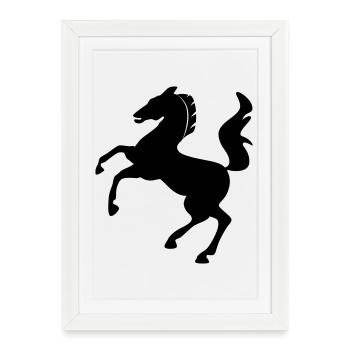 Horse Symbol Dynamically Jumping - Framed poster (27 × 37 cm) - white - Front