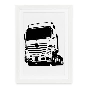 German Truck Silhouette - Framed poster (27 × 37 cm) - white - Front