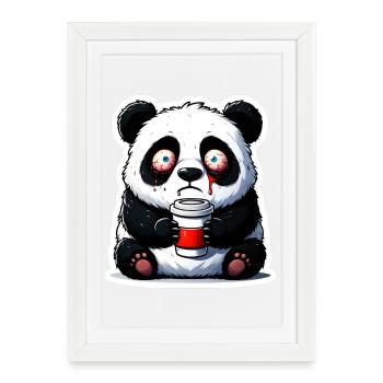 Caffeine Panda - Framed poster (27 × 37 cm) - white - Front