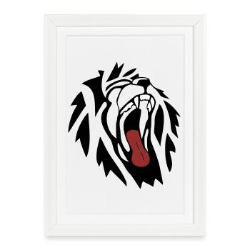 Lion - Framed poster (27 × 37 cm) - white - Front