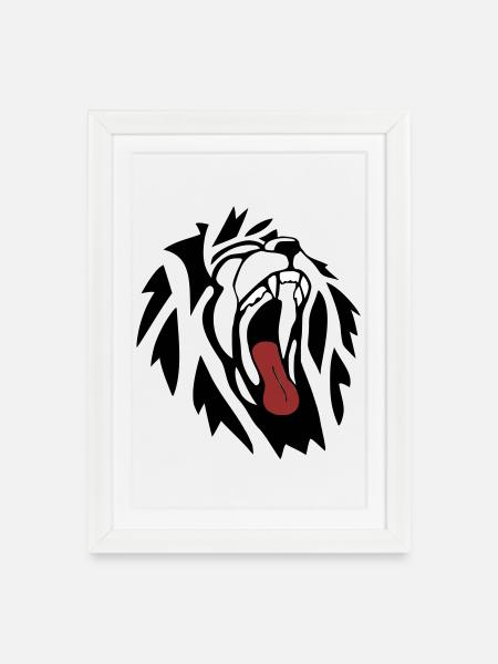 Lion - Framed poster (27 × 37 cm) - white
